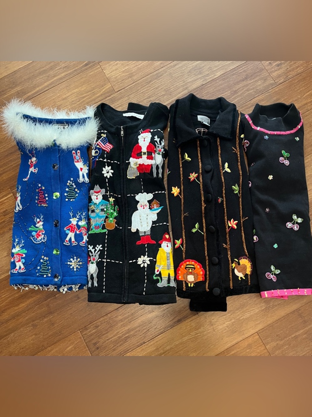 Berek Victoria Jones Assorted Sweaters Cherry Santa Reindeer 4 Piece Medium